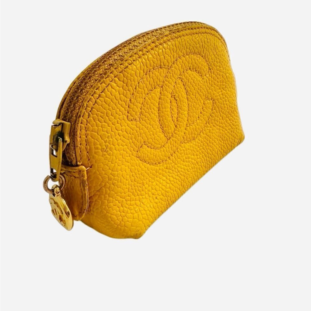 Chanel Yellow Cosmetic Bag with Iconic Logo - Picture 3 of 16